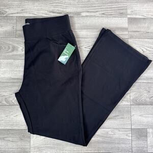 Willit Pull On Stretch High Rise Flare Leg Pants Black  sz L